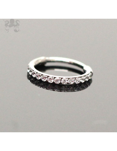 Anneau segmenté en titane Invictus et zircons, ouverture facile -pour 1 mm