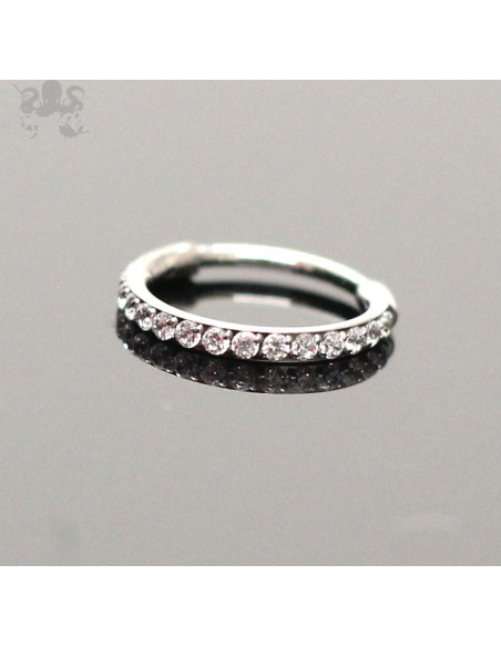 Anneau segmenté en titane Invictus et zircons, ouverture facile -pour 1 mm