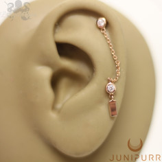 Chainette Zircon et or rose 14 carats Threadless Junipurr