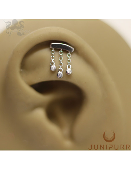 Accessoire Threadless Junipurr en or blanc 14 carats et zircons