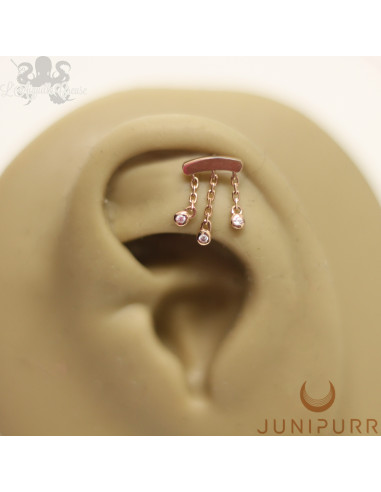 Accessoire Threadless Junipurr en or rose 14 carats et zircons