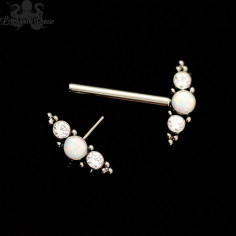 Bijou de téton Invictus en titane opales synthétiques & Zircons - Threadless 2