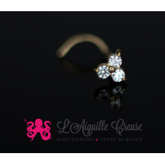 Stud Or jaune 18 carats orné d'un tréfle de zircons 2