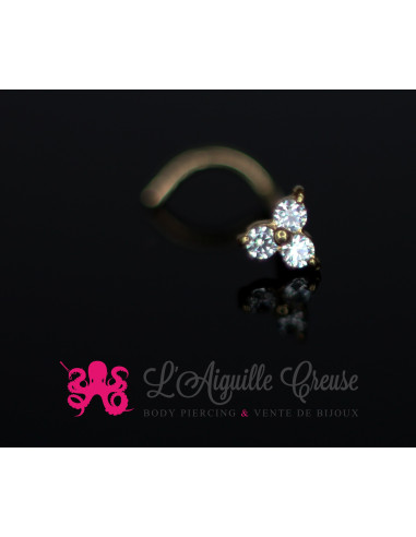 Stud Or jaune 18 carats orné d'un tréfle de zircons