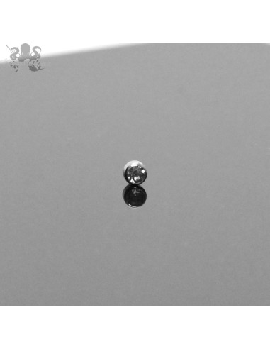 Cabochon en titane orné d'un zircon premium pour 1 ou 1.2 mm