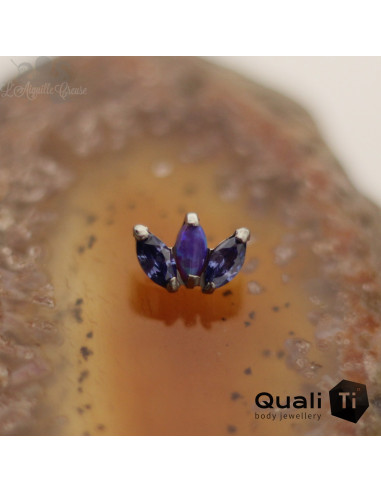 Marquise QualiTi en titane, zircons & opale synthétique- pour 1 ou 1.2 mm