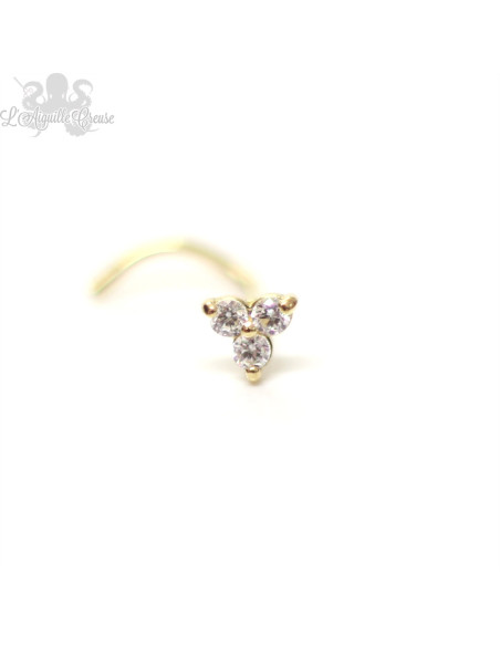 Stud Or jaune 18 carats orné d'un tréfle de zircons