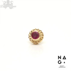 Rubis et or jaune 18 carats  threadless - NAGA BODY JEWELRY 2