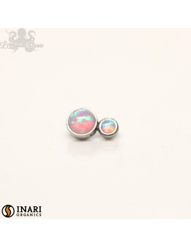 Double cabochon d'opales synthétiques Inari Organics en titane de 4 et 2.5 mm- pour 1 ou 1.2 mm