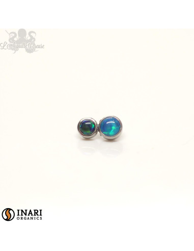 Double cabochon d'opales synthétiques Inari Organics en titane de 3 et 2.5 mm- pour 1 ou 1.2 mm