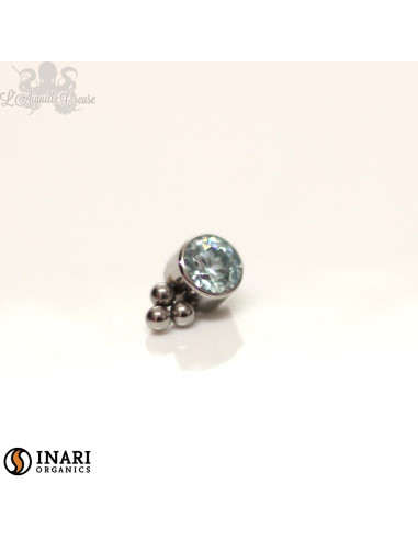 Accessoire ethnique Inari orné d'un zircon de 4 mm- pour 1 ou 1.2 mm