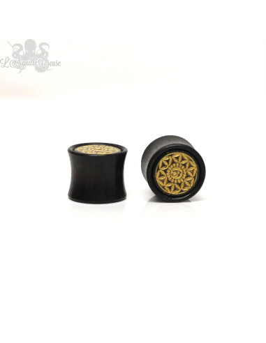 Plug Mandala en bois doré