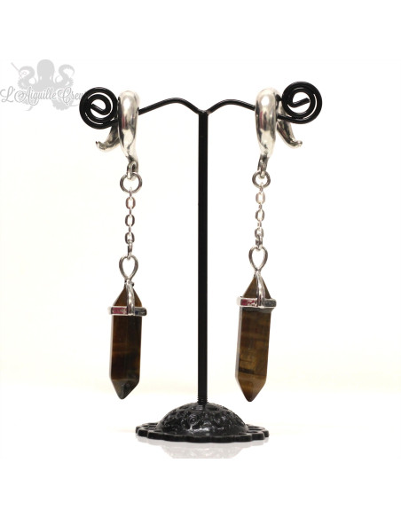 Paire de poids Oeil de tigre et bronze blanc