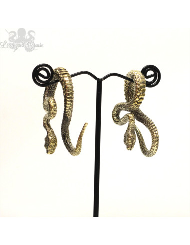 Paire de poids en bronze jaune Serpents
