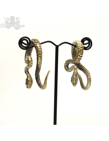 Paire de poids en bronze jaune Serpents