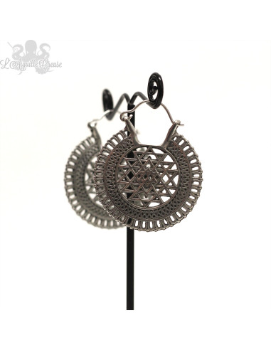 Paire de boucles d'oreilles en bronze blanc et attaches en acier chirurgical 316L