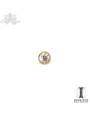 Demie bille Invictus en titane pvd gold et zircon premium - pour 1.2 mm