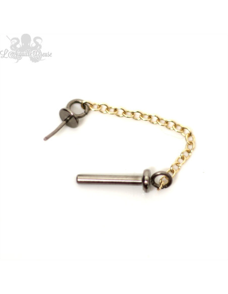 Bijou de septum Zadamer en or jaune 14 carats et barbell en titane threadless