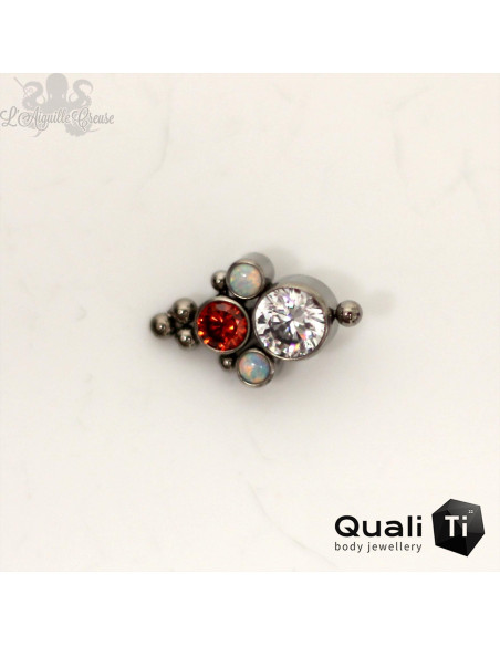Accessoire QualiTi en titane, opales & zircons - pour 1 ou 1.2 mm