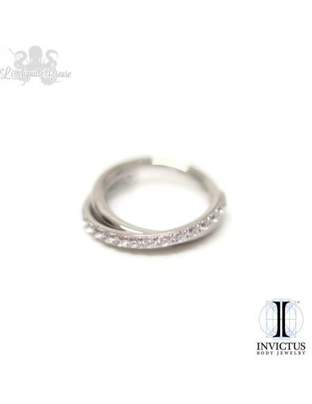 Anneau segmenté en titane Invictus & zircons premiums, ouverture facile