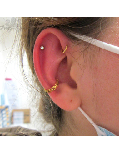 Anneau de conch Chaine pvd or, ouverture facile