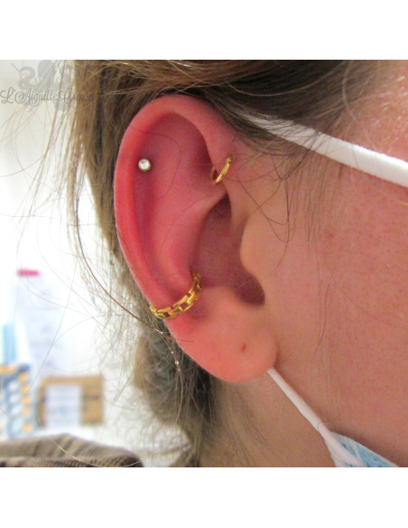 Anneau de conch Chaine pvd or, ouverture facile