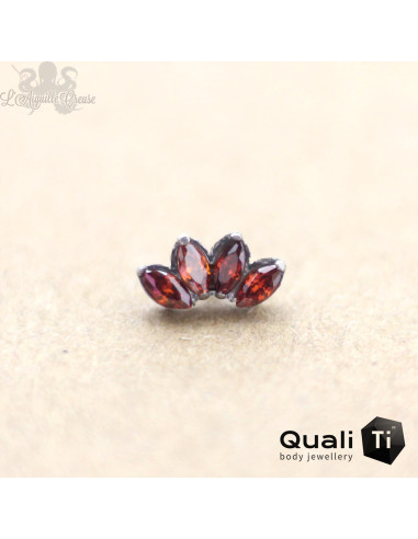 Marquise 4 pétales QualiTi en titane & zircons - pour 1 ou 1.2 mm