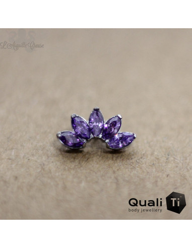 Marquise 5 pétales QualiTi en titane & zircons - pour 1 ou 1.2 mm