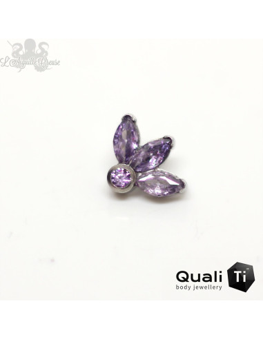 Fleur de lys QualiTi en titane & zircons - pour 1 ou 1.2 mm