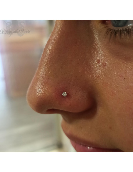 Stud Or  blanc 9k & Zircon rond