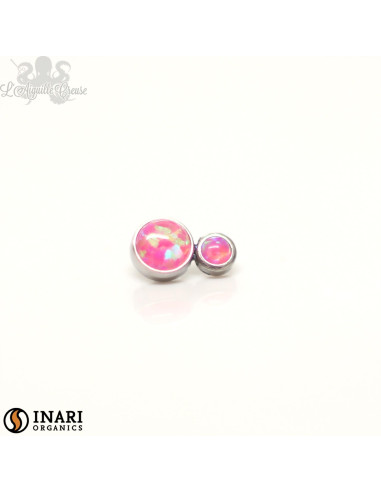 Double cabochon d'opales synthétiques Inari Organics en titane de 4 et 2.5 mm- pour 1 ou 1.2 mm