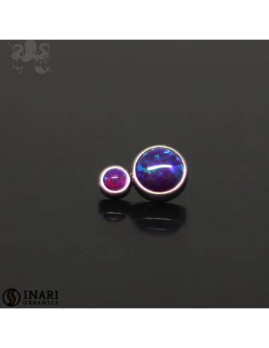 Double cabochon d'opales synthétiques Inari Organics en titane de 3,5 et 2.5 mm- pour 1 ou 1.2 mm