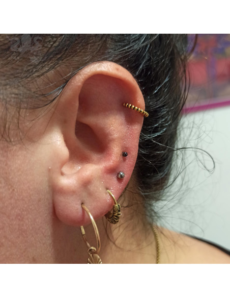 Anneau plaqué or segmenté tribal, ouverture facile