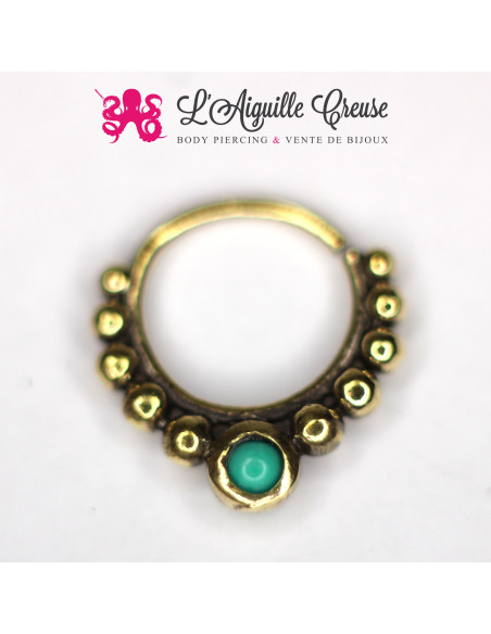 Anneau en bronze et malachite