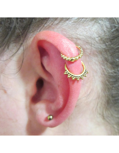 Anneau segmenté éthnique pvd or, ouverture facile