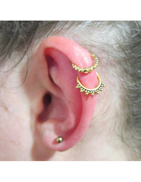 Anneau segmenté éthnique pvd or, ouverture facile