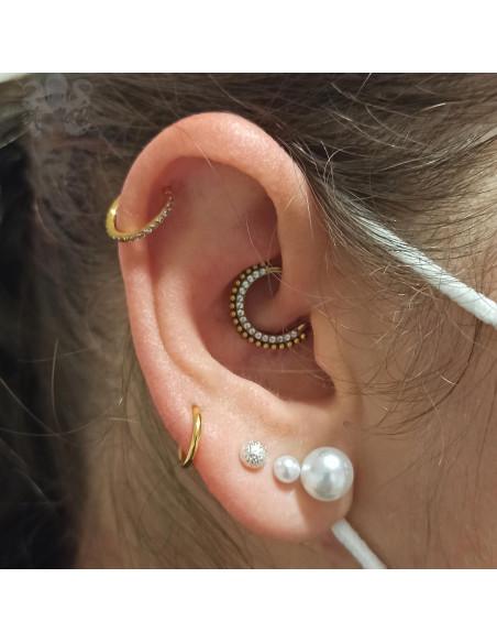 Anneau segmenté pvd or 24 carats orné de cristaux swarovski, ouverture facile