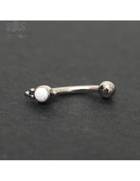 Micro banane en titane Invictus ornée d'une opale synthétique