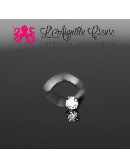 Stud Or  blanc 18k & Zircon rond