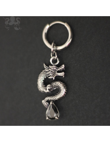 Charm dragon en acier 316L et zircon premium