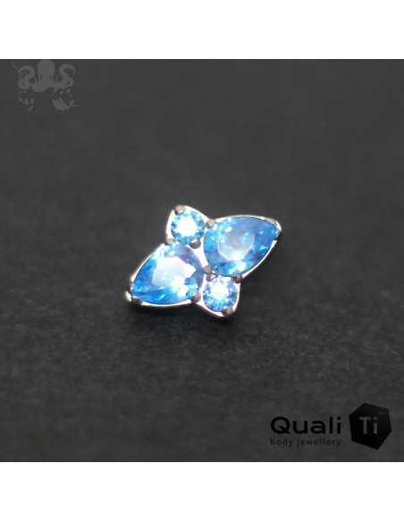 Accessoire Duo QualiTi en titane & zircons bleu- pour 1 ou 1.2 mm