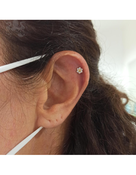 Fleur en Or 18 carats & Diamants, pour bijou en 1 ou 1.2 mm