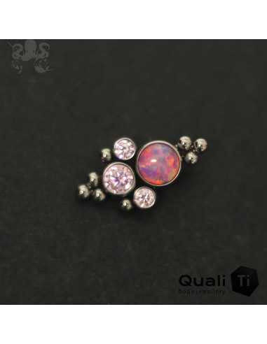 Cluster QualiTi en titane, opale synthétique & zircons - pour 1 ou 1.2 mm