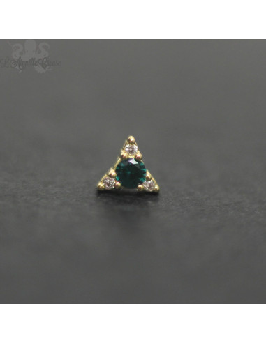 Accessoire orné de tourmaline et de zircons en or jaune 18 carats  Threadless