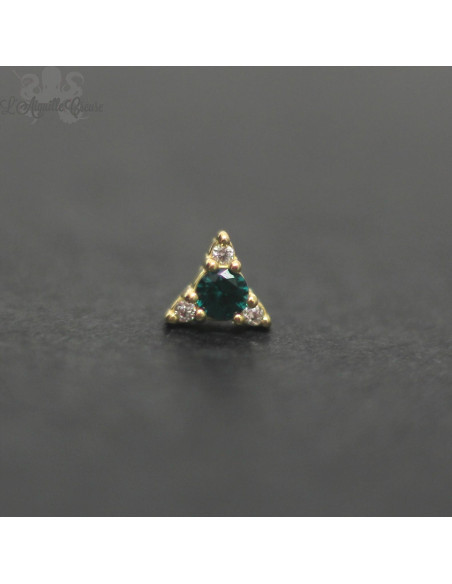 Accessoire orné de tourmaline et de zircons en or jaune 18 carats  Threadless