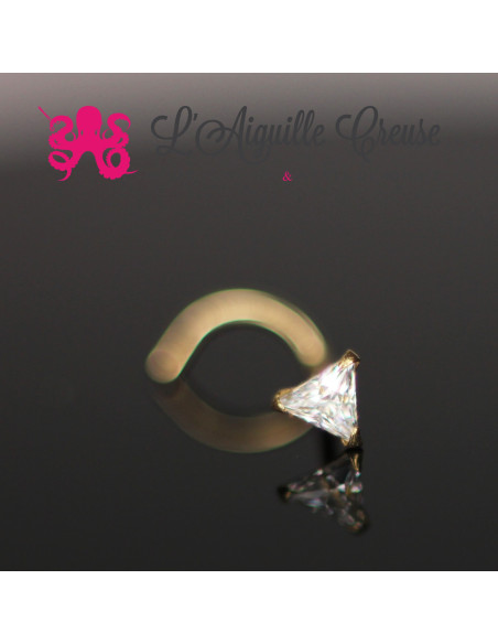 Stud Or jaune 14K & zircon triangulaire