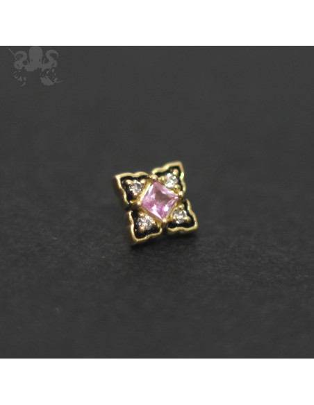 Accessoire en Or 18 carats, diamants et Saphir rose, pour bijou en 1 ou 1.2 mm