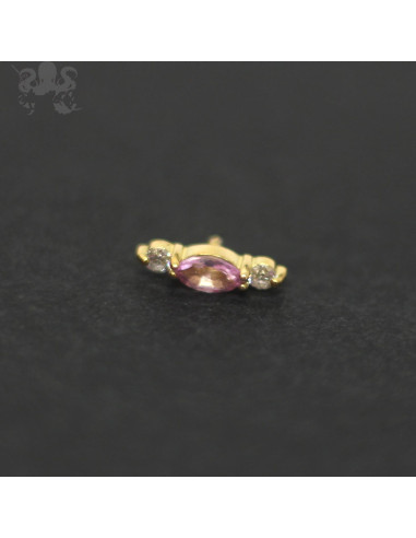 Accessoire en Or 18 carats, diamants et Saphir rose, pour bijou en 1 ou 1.2 mm