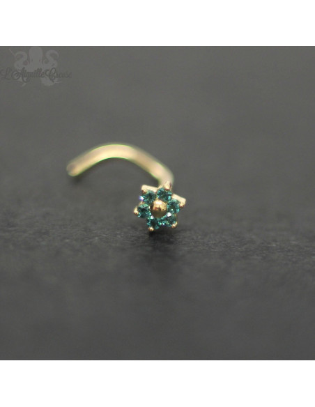 Stud Or jaune 18 carats fleur de tourmaline Afghane
