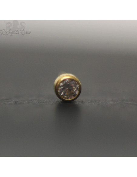 Cabochon de zircon en titane pvd or Threadless